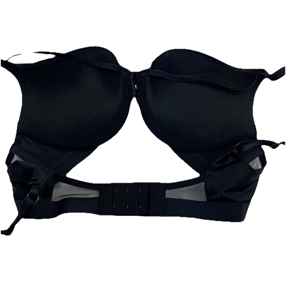 Black Lace Underwire Bra 34B Floral Mesh Padded Cups Adjustable Straps - Picture 5 of 5